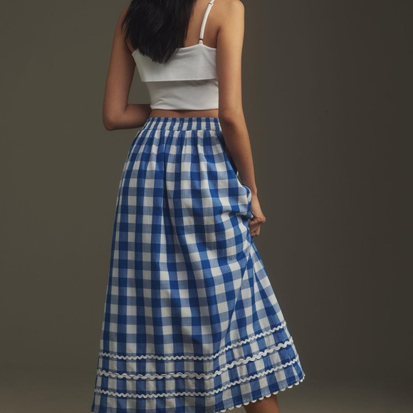 PINK CITY PRINTS RIC RAC GINGHAM MIDI SKIRT - LARGE - Picture 3 of 5